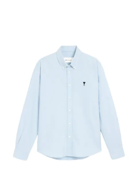 AMI Paris cotton shirt with Ami de Coeur Blue H26USH878CO0031
