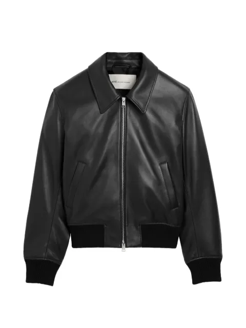 AMI Paris lamb-leather zipped jacket Black H26HJK850LH0068