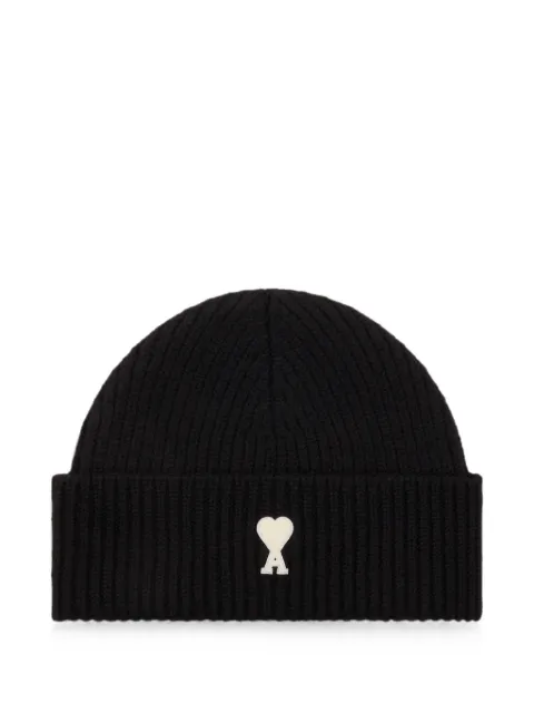 AMI Paris wool beanie with Ami de Coeur Black H26UBO006018