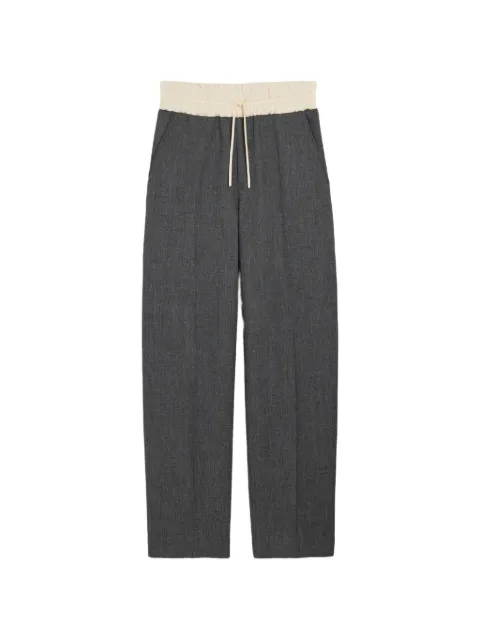 AMI Paris elasticated-waist wool and satin trousers Grey H26HTR917WV0216