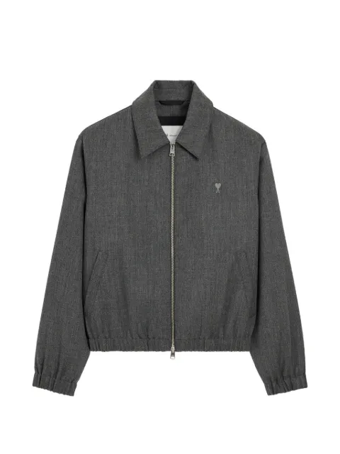 AMI Paris wool padded jacket with Ami de Coeur Grey H26HJK830WV0216