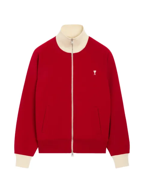 AMI Paris zipped cotton sweatshirt with Ami de Coeur Red H26USW796JE0245