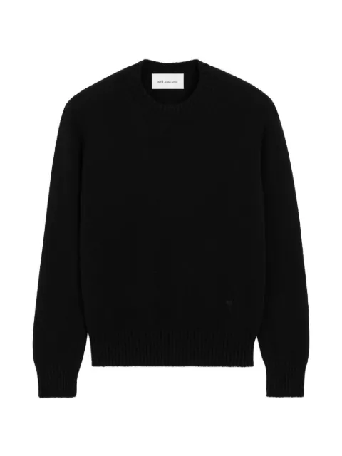 AMI Paris crewneck cashmere sweater with Ami de Coeur Black H26HKS832005