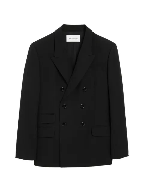 AMI Paris double-breasted straight-fit wool blazer Black H26HBV764WV0211