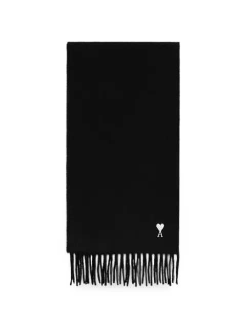 AMI Paris wool scarf with Ami de Coeur Black H26USF677AW0047