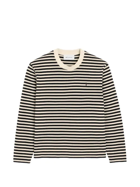AMI Paris Mariniere cotton T-shirt with Ami de Coeur Black H26UTS414JE0241