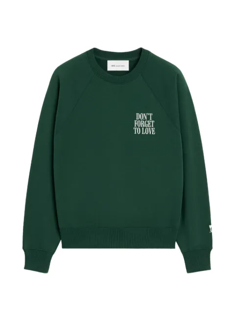 AMI Paris cotton Don't forget to love sweatshirt Green H26USW802JE0251
