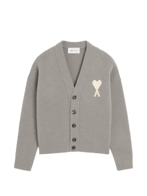 AMI Paris alpaca cardigan with Ami de Coeur Grey H26UKC365KN0135
