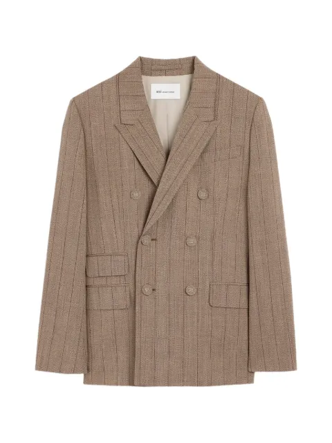 AMI Paris double breasted striped wool blazer Brown H26FBV778WV0210