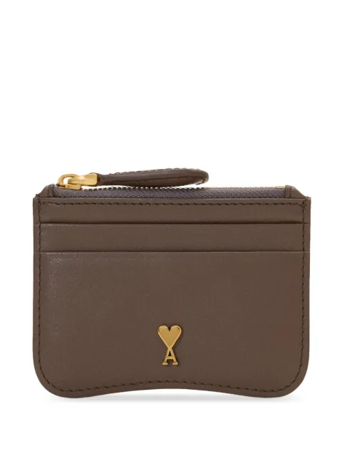 AMI Paris Paris Paris zipped cowhide-leather card holder Brown H26USL707AL0208