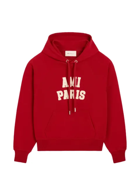 AMI Paris cotton hoodie with Ami Paris embroidery Red H26USW803JE0273