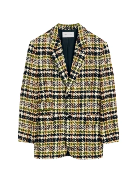AMI Paris single-breasted tweed jacket Green H26HBV774WV0229