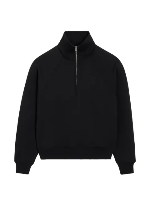 AMI Paris cotton zipped-sweatshirt with embossed Ami de Coeur Black USW798747