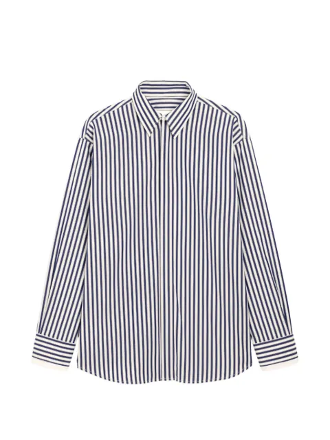 AMI Paris large striped cotton shirt with removable collar Blue H26USH863CO0250