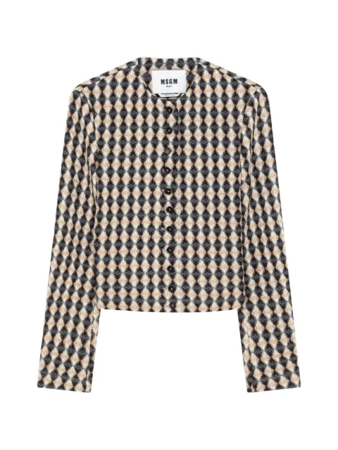 MSGM diamond-pattern button-up jacket Neutrals 4141MDG09267615