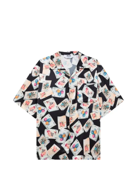 MSGM playing card-print camp-collar shirt Black 4140ME16267626