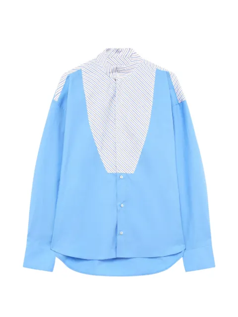 MSGM stripe-panelled cotton shirt Blue 4141MDE03YA267512