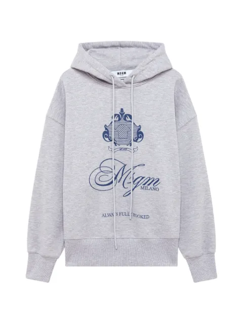MSGM logo-print drawstring hoodie Grey 4141MDM126267781