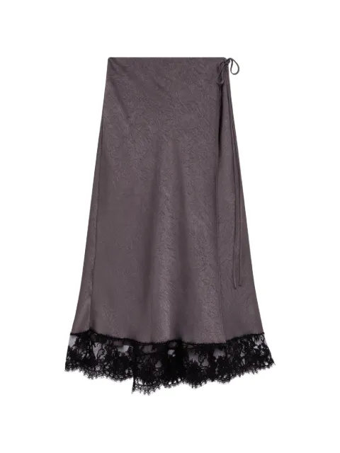 MSGM lace-trim wrap midi skirt Grey 4141MDD14267608
