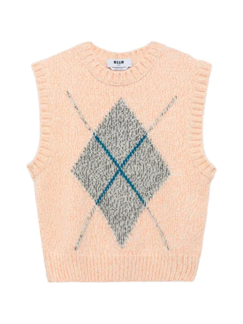 MSGM argyle-intarsia knitted sweater Orange 4141MDW1922675