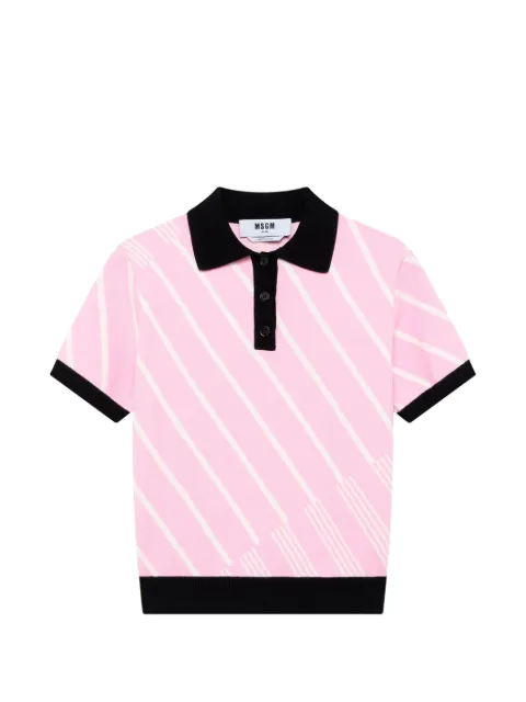 MSGM diagonal-stripe polo shirt Pink 4141MDM2102677