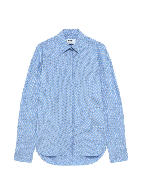 MSGM diagonal-stripe long-sleeve shirt Blue 4141MDE15267613