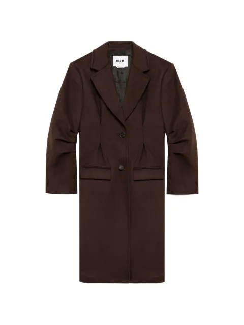 MSGM pleated-sleeve notched-lapels coat Brown 4141MDC03Y267602