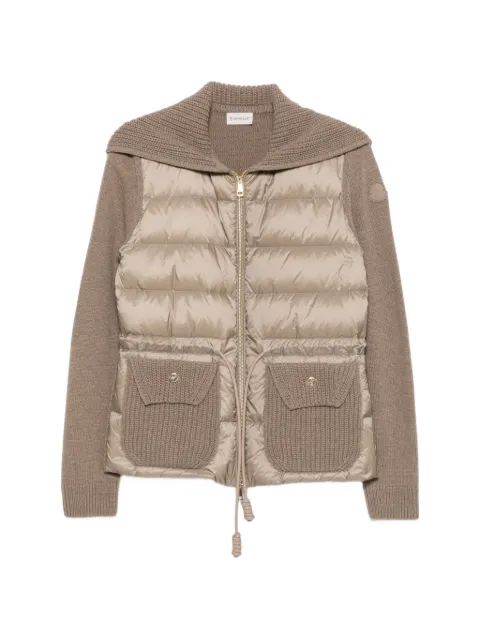 Moncler quilted drawstring-waist cardigan Brown L20939B00017M4281