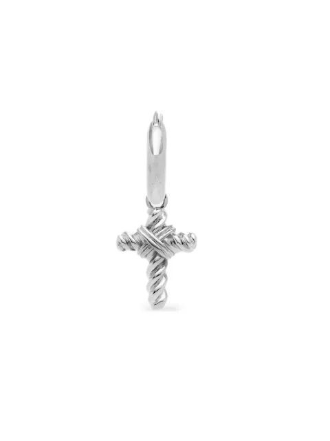 YOJ cross-pendant hoop earrings Silver SPIROHOOPSINGLEMAXIEARRING