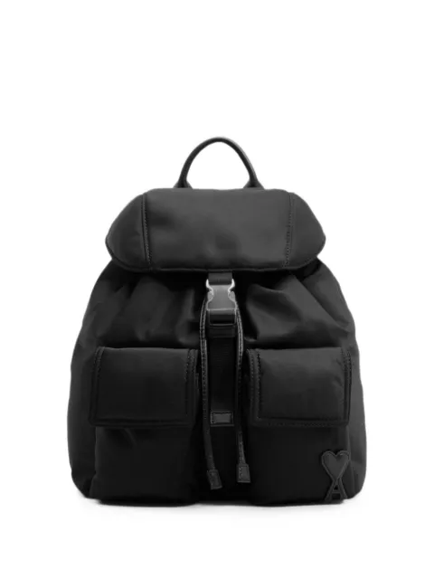 AMI Paris small nylon Marcel flap backpack Black H26ULL756AW0001