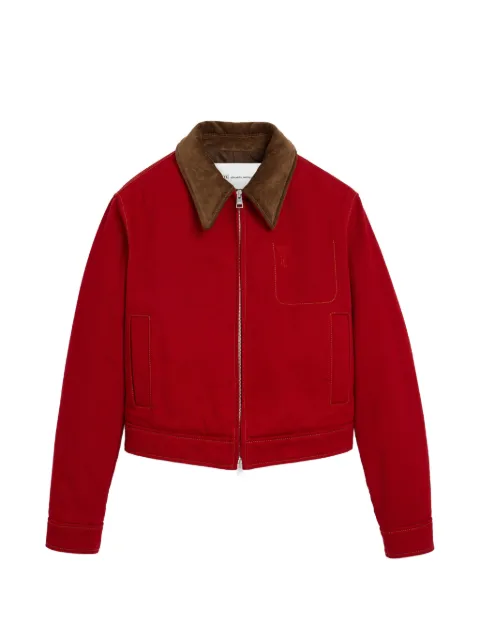 AMI Paris cotton zipped jacket with Ami de Coeur Red H26FJK920DE0132
