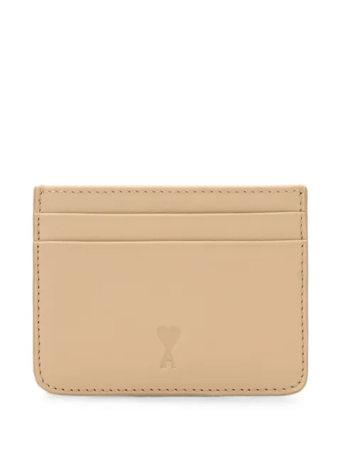 AMI Paris cowhide-leather card-holder with Ami de Coeur Neutrals H26USL728AL0217