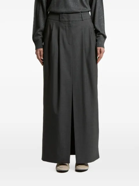 Peserico pleated front-slit maxi skirt Grey A0572703472