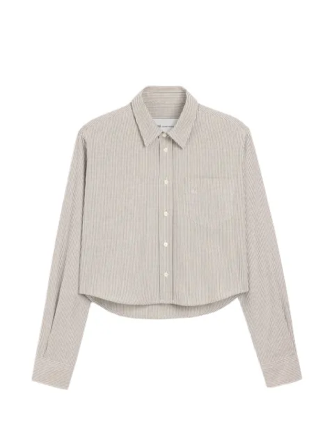 AMI Paris cropped striped cotton shirt with embossed Ami de Coeur Neutrals H26FSH876CO0087