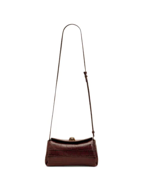 AMI Paris mini crocodile-embossed cow-leather Carrousel bag Brown H26ULL729AL0216
