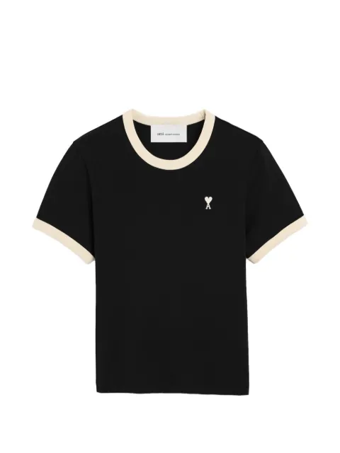 AMI Paris contrasted cotton T-shirt with Ami de Coeur Black H26FTS413JE0246