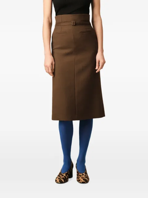 AMI Paris pencil belted wool skirt Brown H26FSK477WV0216