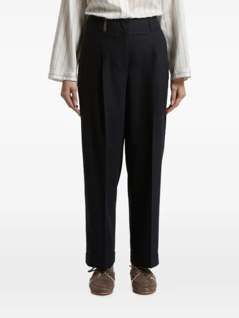 Peserico pleated-detail turn-up trousers Blue A0458203358