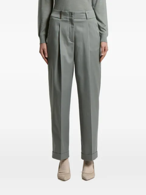 Peserico pleated turn-up trousers Green A0458207932