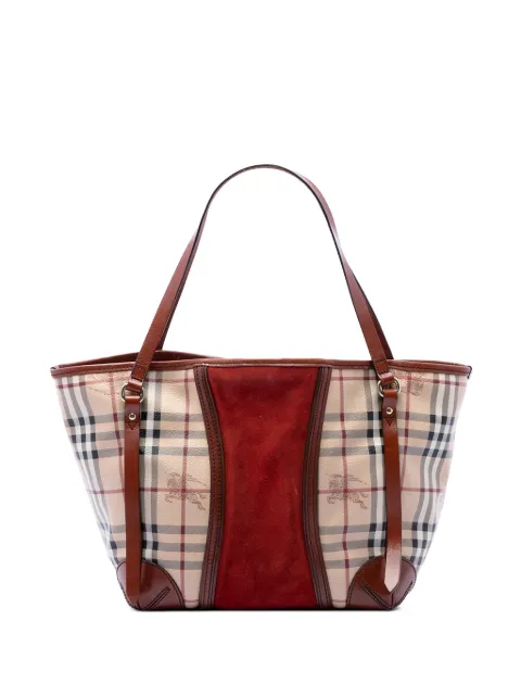 Burberry Pre-Owned 2000-2017 Small Suede Trimmed Haymarket Check Coated Canvas Canterbury tote bag Neutrals VT2I70XKDMPK58MZ