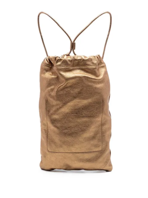 Burberry Pre-Owned 2000-2017 Metallic Grained Calfskin Drawstring Sling Bag backpack Gold UDCVDVCPN5B9XNM2
