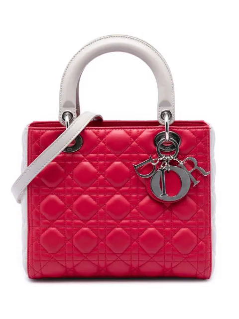 Christian Dior Pre-Owned 2013 Medium Bicolor Lambskin Cannage Lady Dior satchel Pink 879AFDMAI0PPJ4OM