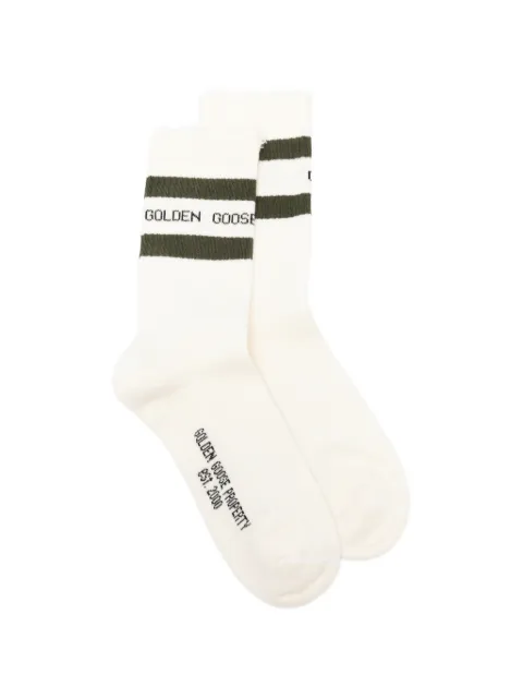 Golden Goose distressed-effect logo-inlaid socks Neutrals GUP00883P000487