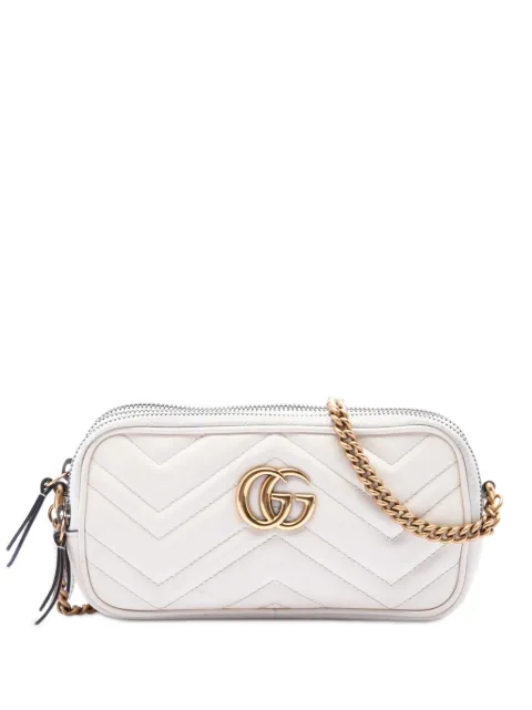 Gucci Pre-Owned 2016-2026 Mini GG Marmont Matelasse Calfskin Triple Zip crossbody bag White Z80QTL0K2JPCQM39