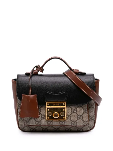 Gucci Pre-Owned 2016-2026 Mini GG Supreme and Calfskin Padlock Flap Pocket satchel Neutrals YM3UC7I0LTTNYUJD