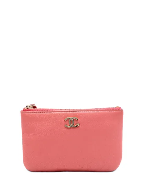 CHANEL Pre-Owned 2018-2019 Mini CC Goatskin Camellia O Case Zip pouch Pink XZASKW6FUXJQ8128