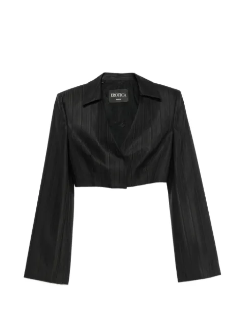 DONDUP pinstripe-pattern cropped blazer Black DJ848DDEFE166D
