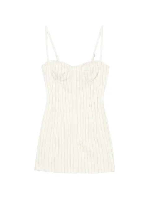 DONDUP pinstripe-pattern sweetheart-neck mini dress Neutrals DA571DDES0080D
