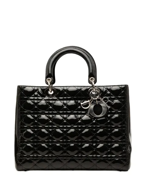 Christian Dior Pre-Owned 2011 Large Patent Cannage Lady Dior satchel Black B48GPAMLLSXZVE6A