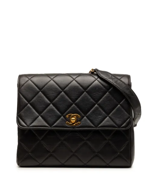 CHANEL Pre-Owned 1994-1996 Small Square Quilted Lambskin Straight Single Flap crossbody bag Black 4S5DYO7FVE7CYHIM